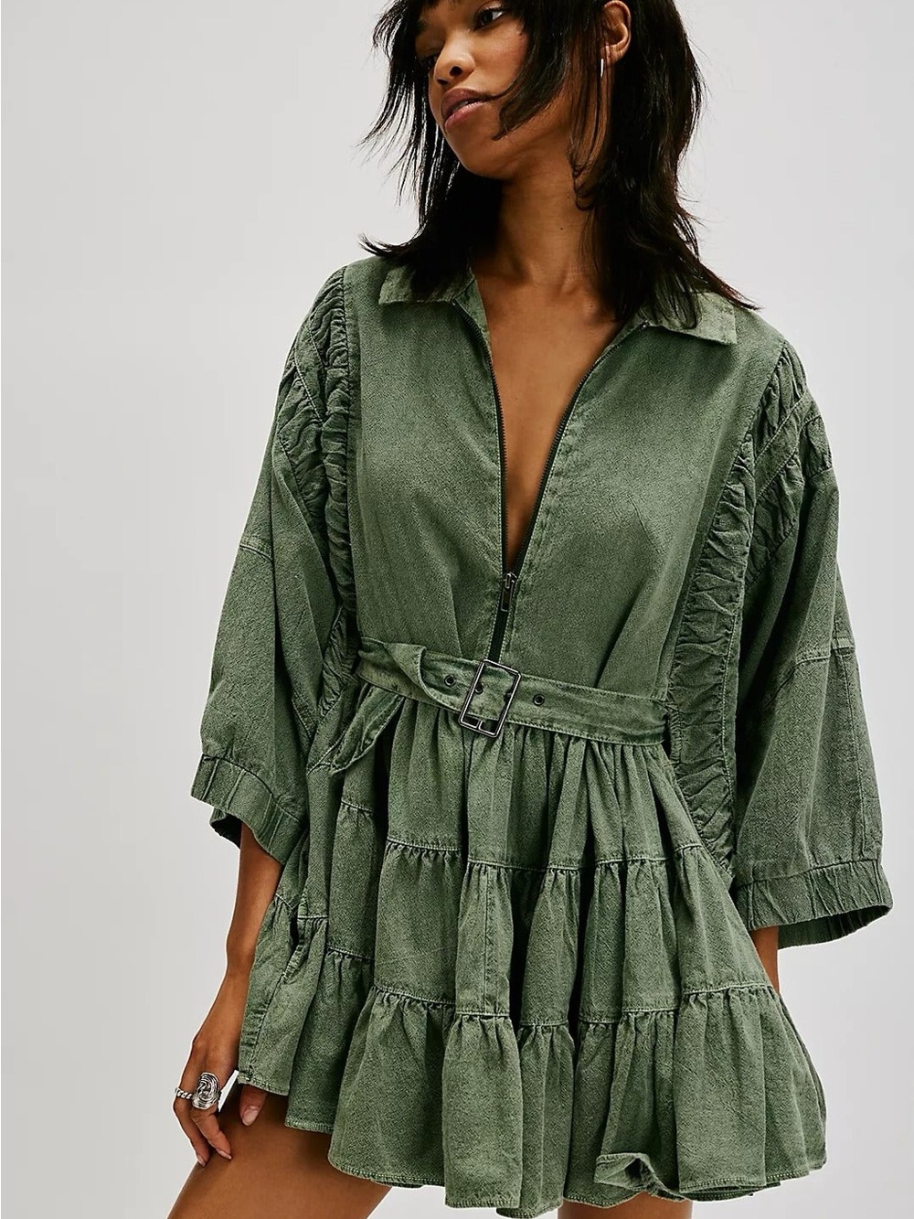 Free People Hampton Mini Dress Crystal Kelp Green Small